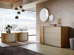 Comodino 2 cassetti con maniglia pannello bicolore 14 mm disponibile in vari colori
