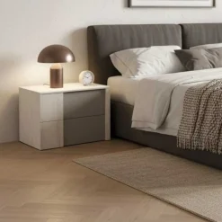 Comodino 2 cassetti con maniglia pannello bicolore 14 mm disponibile in vari colori