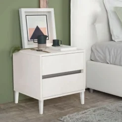 Comodino 2 cassetti con maniglie a gola Bolt linea Volo disponibile in vari colori