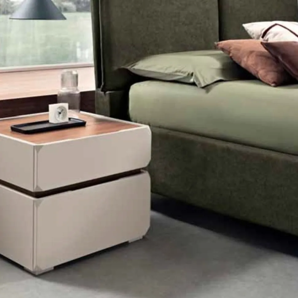 Comodino 2 cassetti Fergus linea Domino disponibile in vari colori e 2 misure