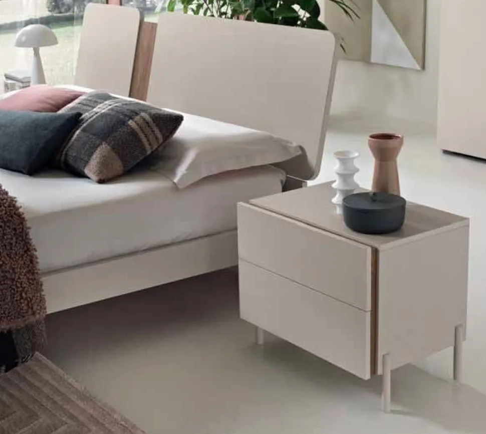 Comodino 2 cassetti Lady linea Domino disponibile in vari colori