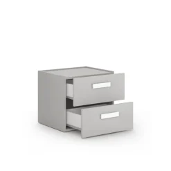 Comodino 2 cassetti per camerette con maniglie sagomate disponibile in 4 colori