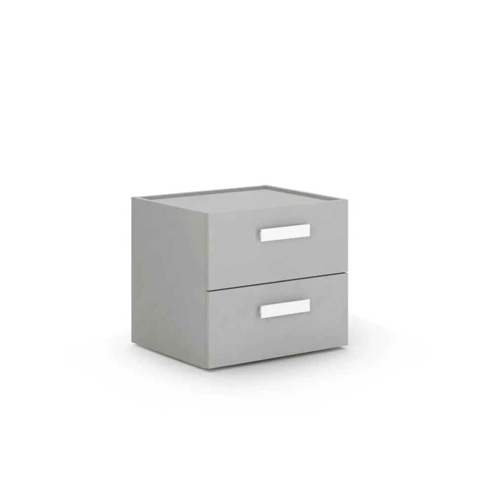 Comodino 2 cassetti per camerette con maniglie sagomate disponibile in 4 colori