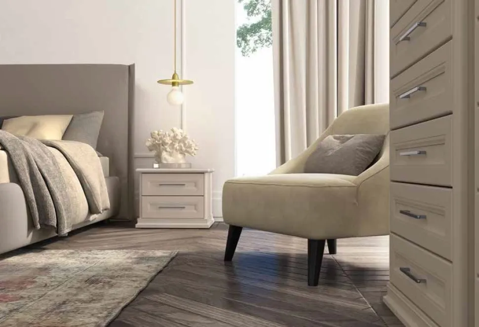 Comodino Clara due cassetti linea Ginevra disponibile in vari colori