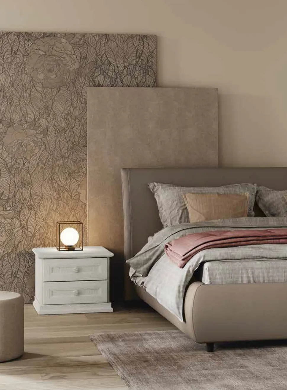 Comodino Clara due cassetti linea Ginevra disponibile in vari colori