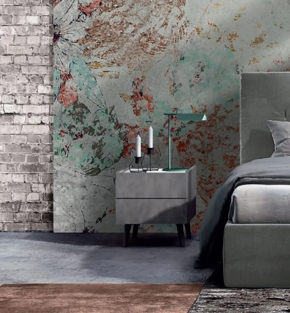 Comodino con 2 cassetti senza maniglia modello Alex Linea Lotto disponibile in 16 colori