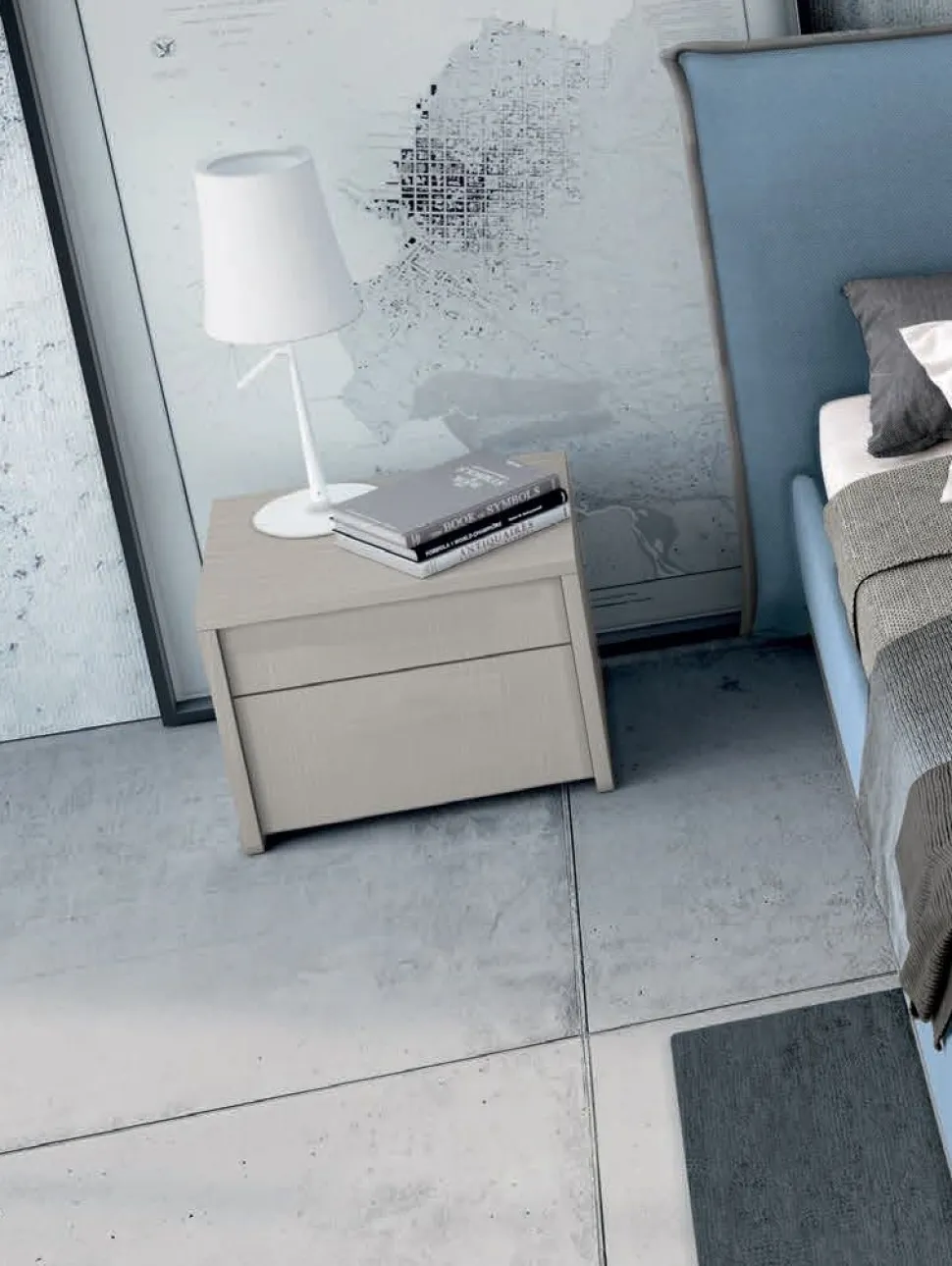 Comodino con 2 cassetti senza maniglia modello Rosy Linea Lotto disponibile in 20 colori