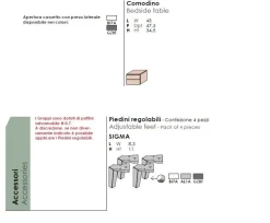 Comodino con presa maniglia laterale 2 cassetti Tundra linea Volo disponibile in vari colori