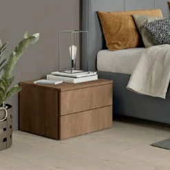 Comodino con presa maniglia laterale 2 cassetti Tundra linea Volo disponibile in vari colori