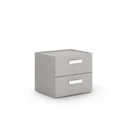 Comodino con ruote e 2 cassetti per camerette con maniglie sagomate disponibile in 4 colori