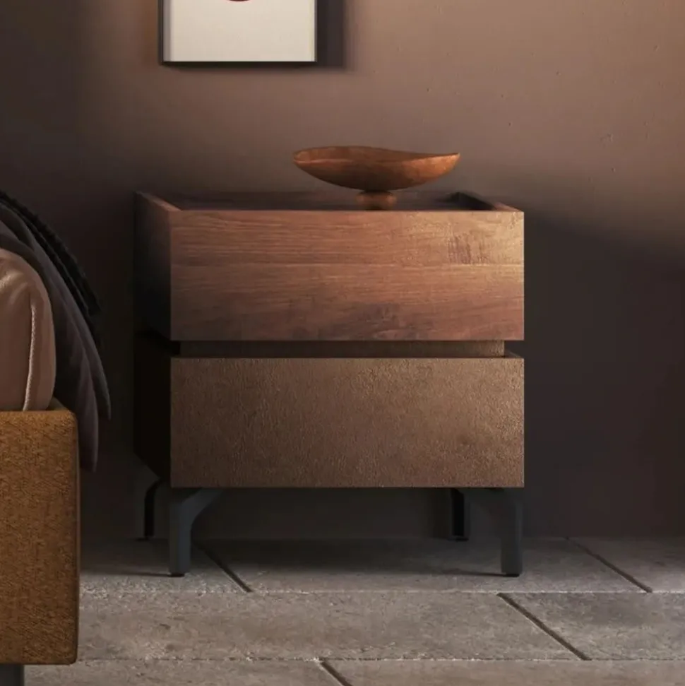 Comodino design moderno 2 cassetti componibile finitura Cashmere disponibile in 5 Colori