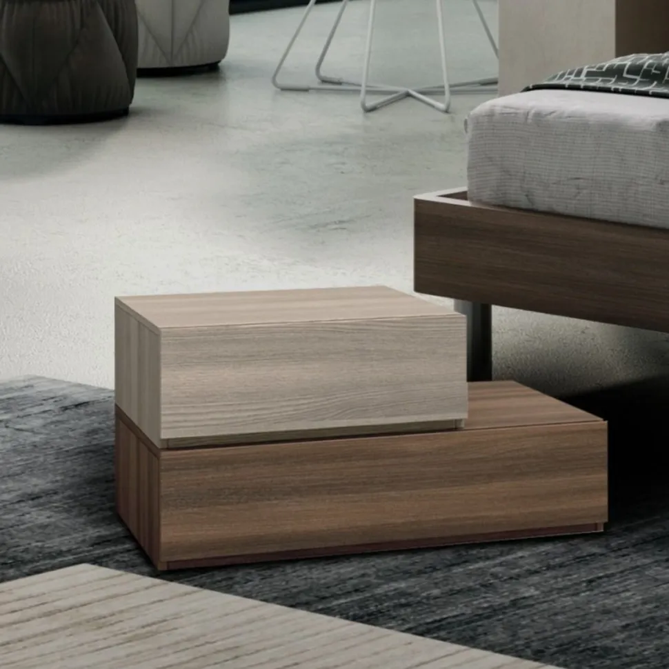 Comodino Dual con 2 cassetti linea Alba Notte