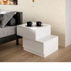 Comodino Equal 2 cassetti Linea New Season finitura Bianco Frassino