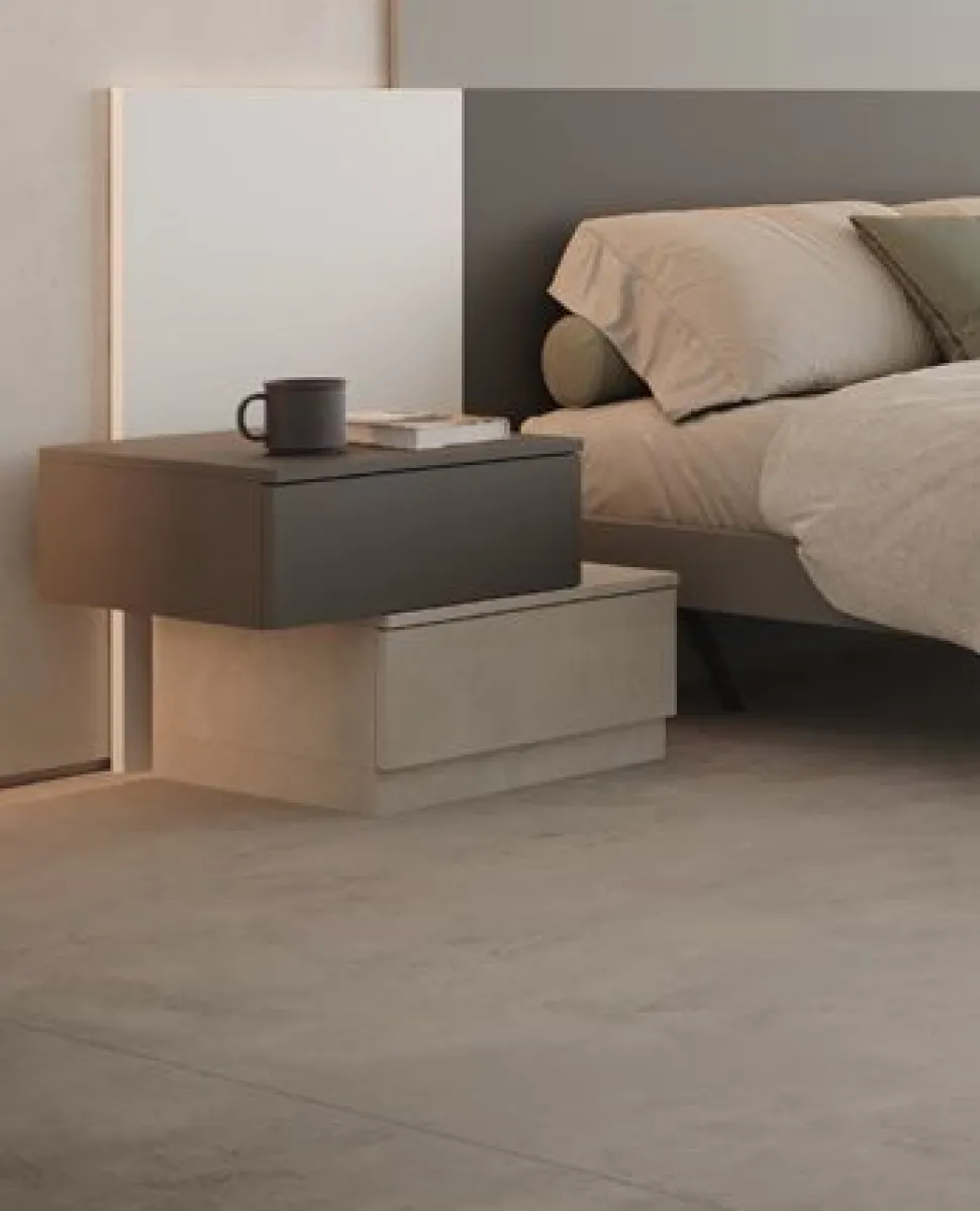 Comodino Equal 2 cassetti Linea New Season finitura Bianco Frassino
