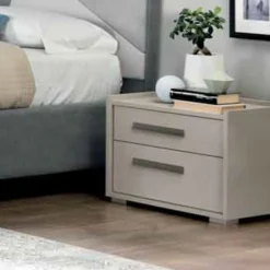 Comodino Fiona 2 cassetti linea Domino finitura Cahemire