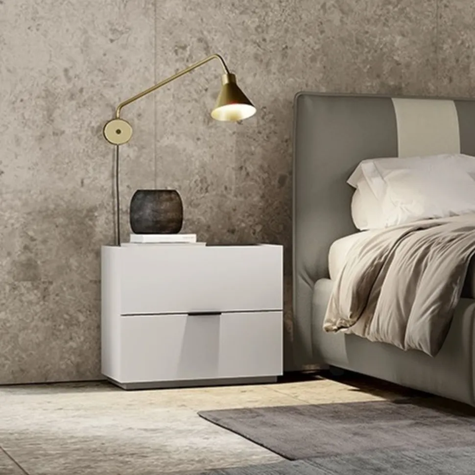 Comodino Laos con 2 cassetti Linea Lotto disponibile in 20 colori