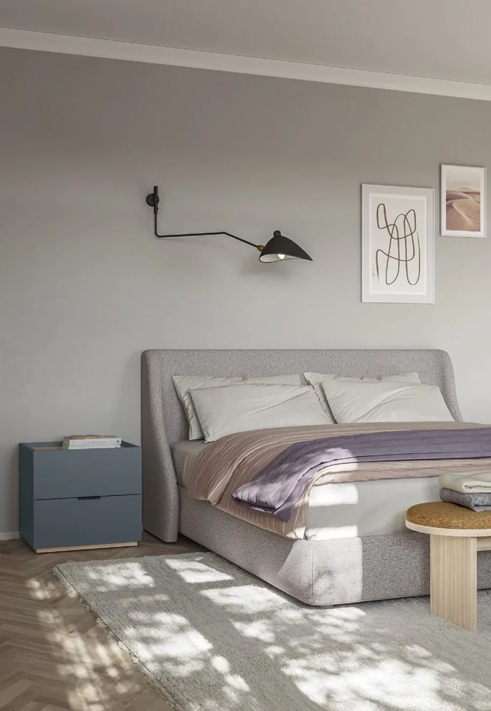 Comodino Laos con 2 cassetti Linea Lotto disponibile in 20 colori
