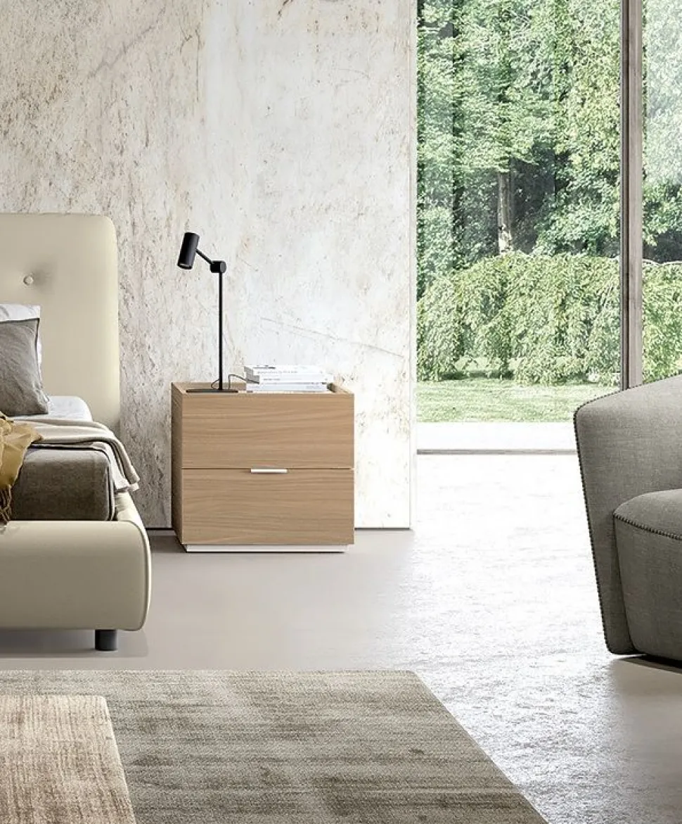 Comodino Laos con 2 cassetti Linea Lotto disponibile in 20 colori