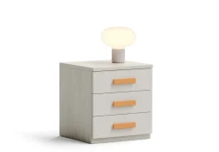 Comodino linea Fly a tre cassetti finitura Frassino nuvola disponibile in 16 colori