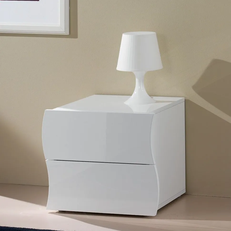 Comodino linea Mia in finitura Bianco Lucido