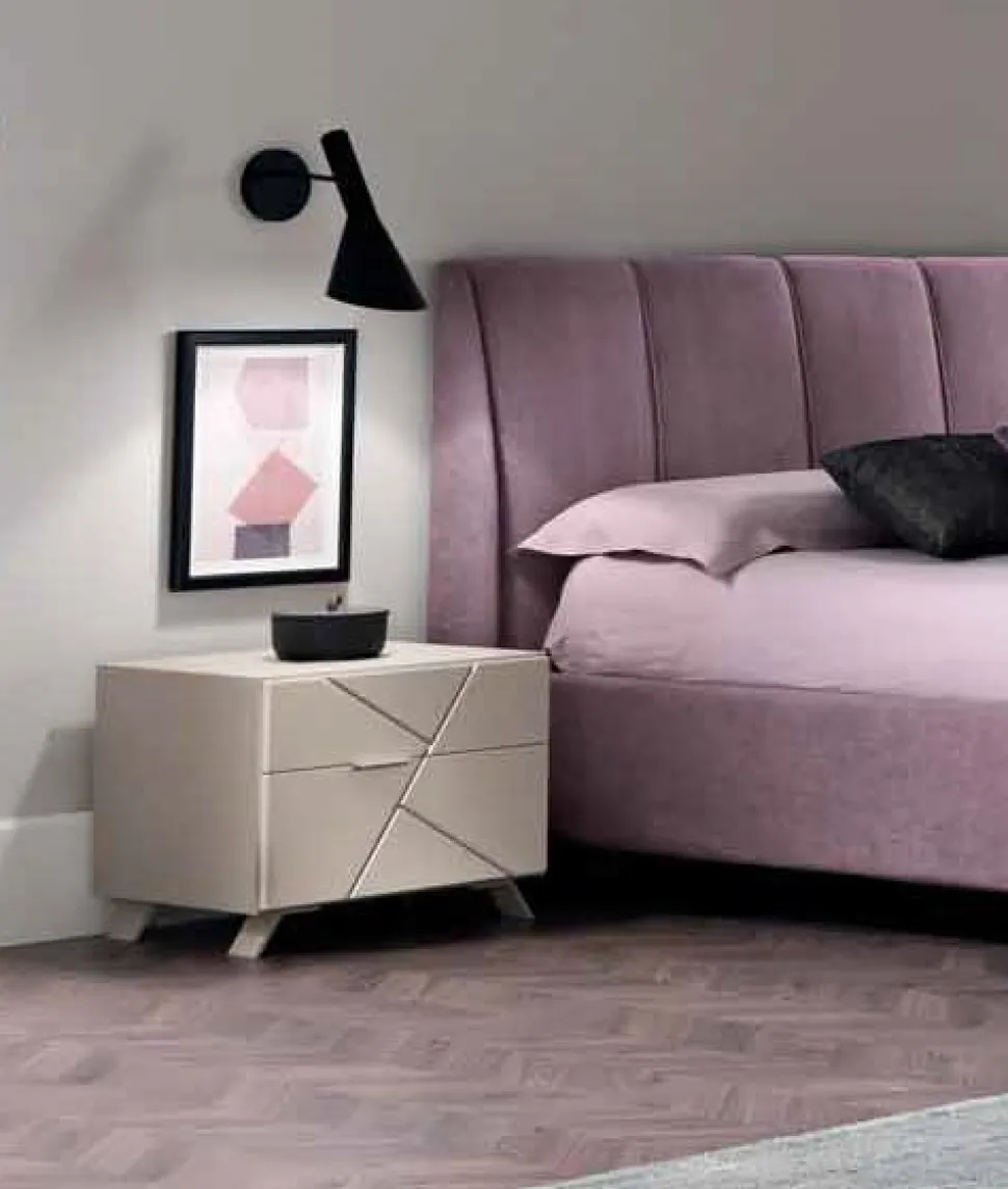 Comodino Mice 2 cassetti linea Domino finitura Grigio Londra