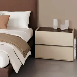 Comodino Moderno a 2 cassetti con maniglia in metallo Colori personalizzabili