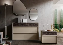 Comodino moderno 2 cassetti con maniglia in Alluminio disponibile in vari colori