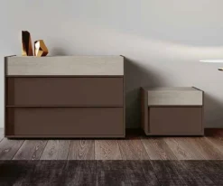 Comodino moderno 2 cassetti con maniglia in Alluminio disponibile in vari colori
