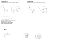 Comodino moderno 2 cassetti con maniglia in MDF rivestito Rea disponibile in vari colori