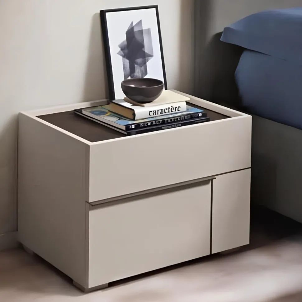Comodino moderno 2 cassetti con maniglia ergonomica disponibile in vari colori Morgan linea Domino