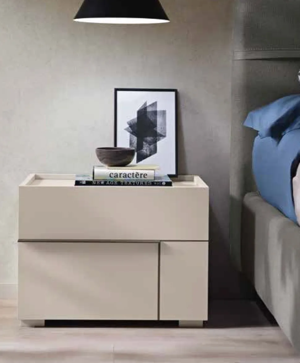 Comodino moderno 2 cassetti con maniglia ergonomica disponibile in vari colori Morgan linea Domino