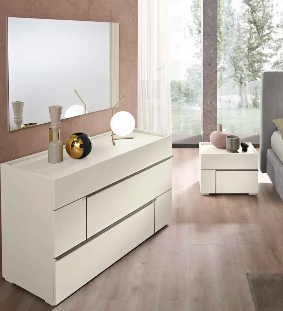Comodino moderno 2 cassetti con maniglia ergonomica disponibile in vari colori Morgan linea Domino