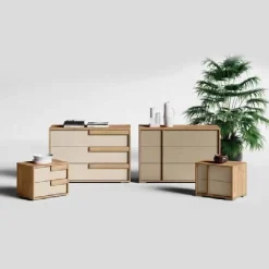 Comodino moderno 2 cassetti con maniglia in MDF Aurora disponibile in vari colori