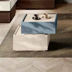 Comodino moderno 2 cassetti sfalsati senza maniglie Idea disponibile in vari colori