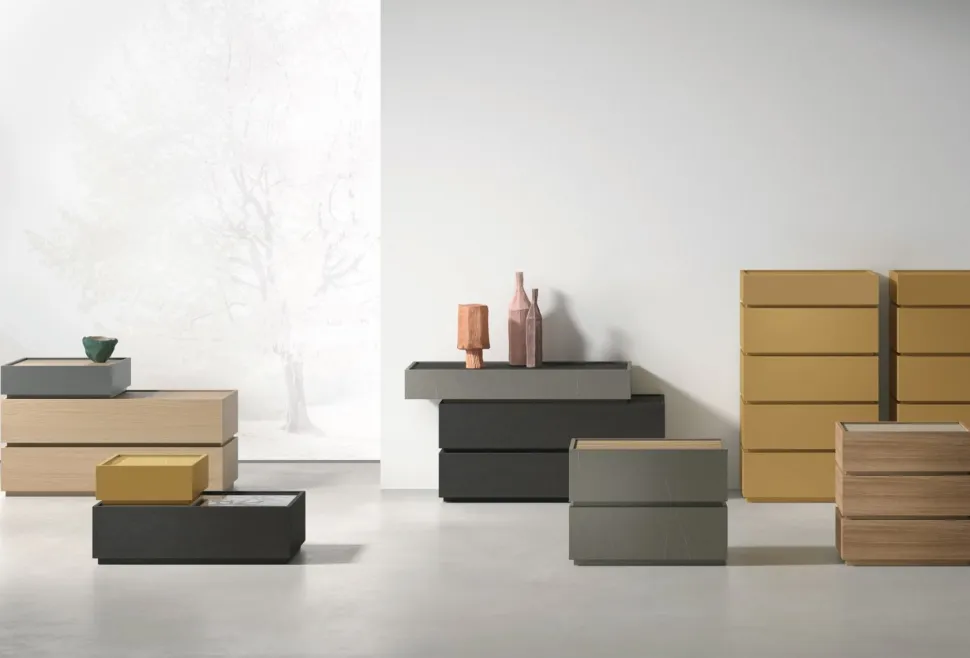 Comodino retrofinito componibile 2 cassetti Mix disponibile in varie misure e colori