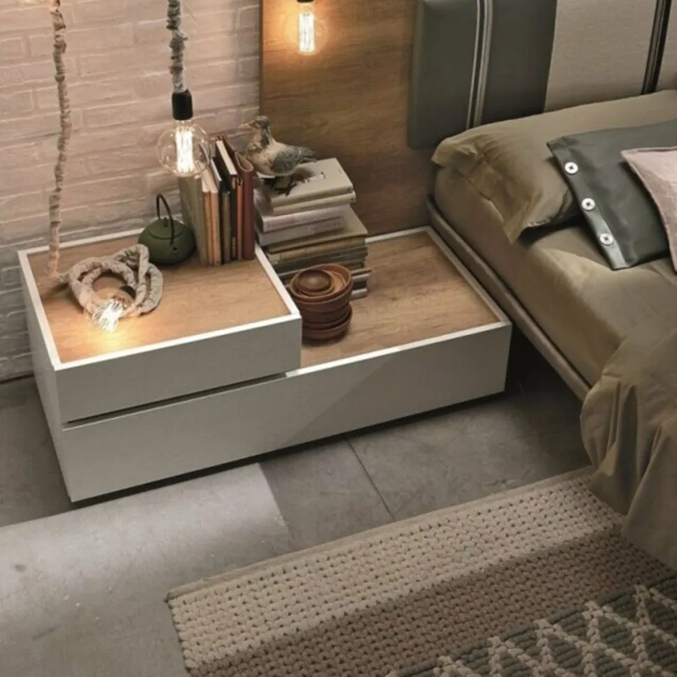 Comodino retrofinito componibile 2 cassetti Mix disponibile in varie misure e colori