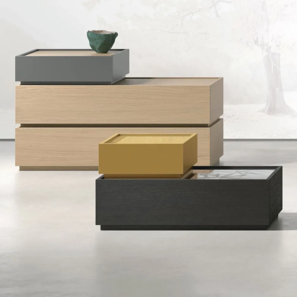 Comodino retrofinito componibile 2 cassetti Mix disponibile in varie misure e colori