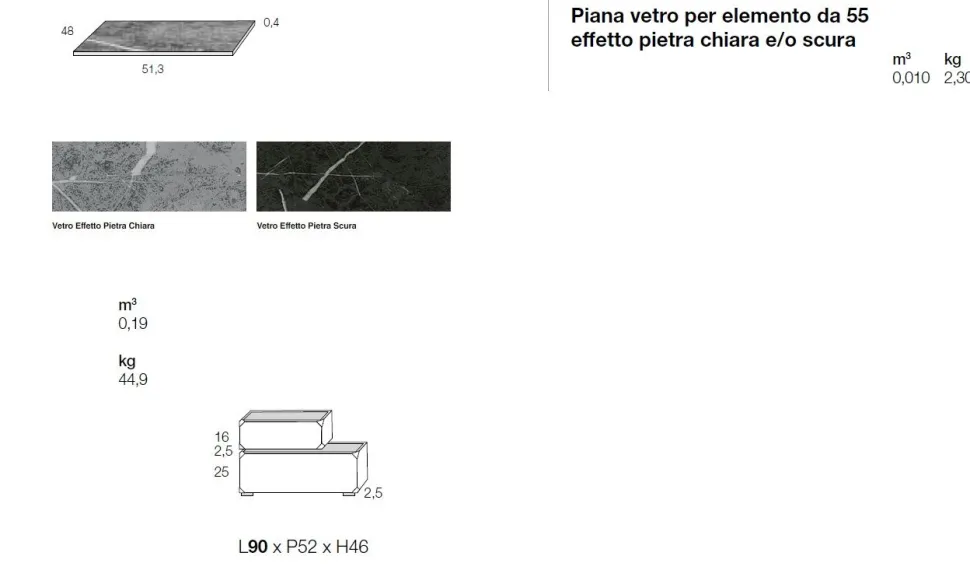 Comodino sfalsato 2 cassetti Fergus linea Domino disponibile in vari colori