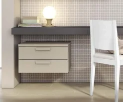 Comodino sospeso a due cassetti linea Airone