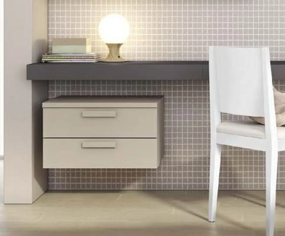 Comodino sospeso a due cassetti linea Airone
