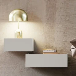 Comodino sospeso 1 cassetto,Bianco Opaco, senza maniglie Idea disponibile in vari colori e misure