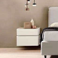 Comodino sospeso moderno 2 cassetti disponibile in vari colori e 2 misure Fergus linea Domino