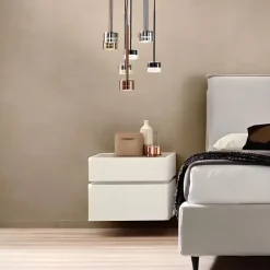 Comodino sospeso moderno 2 cassetti disponibile in vari colori e 2 misure Fergus linea Domino