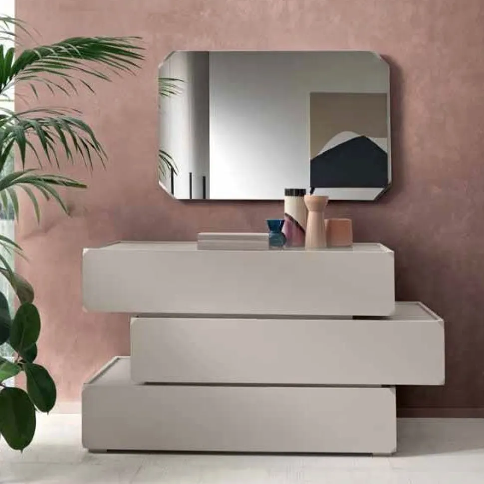 Comò sfalsato 3 cassetti Fergus linea Domino personalizzabile in vari colori
