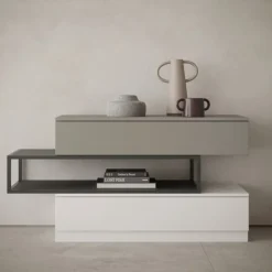 Comò sfalzato con vano a giorno modello Equal Linea New Season finitura Bianco Frassino