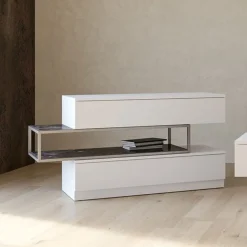 Comò sfalzato con vano a giorno modello Equal Linea New Season finitura Bianco Frassino