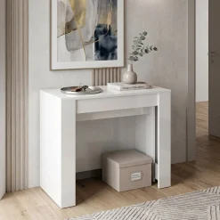 Consolle Allungabile Atena in Bianco Lucido (con Allunghe Incorporate)