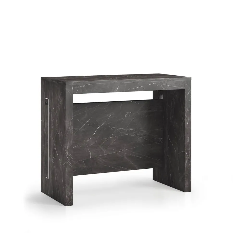 Consolle Allungabile Clever con Allunghe Incorporate - Marmo Nero (L.90)