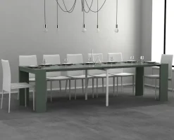 Consolle allungabile colore Verde scuro modello Pulcinella laccato lucido o opaco 3 mt