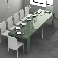 Consolle allungabile colore Verde scuro modello Pulcinella laccato lucido o opaco 3 mt